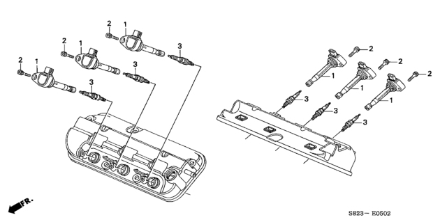 2000 Honda Accord 2 Door EX (V6) KA 4AT Ignition Coil - Spark Plug (V6) Diagram