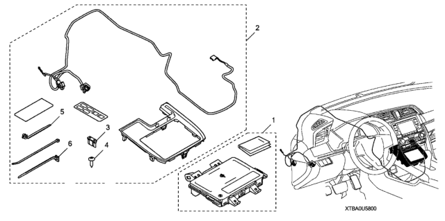 2020 Honda Civic 2 Door EX KA CVT Wireless Charger & Attachment Diagram