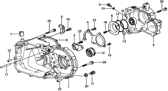 1977 Honda Civic HMT Transmission Housing Diagram