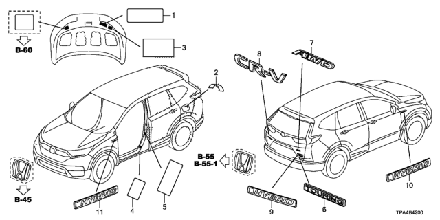 2021 Honda CR-V Hybrid Label Diagram for 1K860-5K1-A10