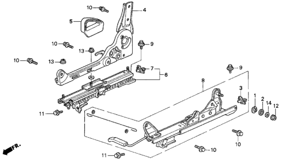 1993 Honda Prelude Right Front Seat Components Diagram