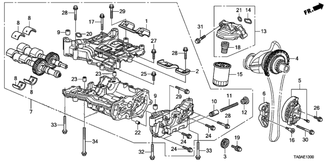 2012 Honda Accord 4 Door LX+ KA 5AT Oil Pump (L4) Diagram