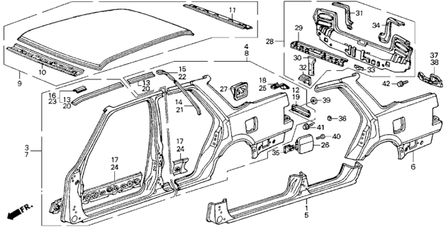 1988 Honda Accord Panel Set, R. RR. (Outer) Diagram for 04636-SE3-A30ZZ