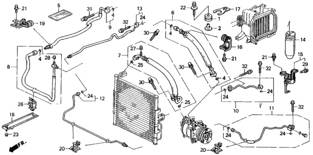 1997 Honda Del Sol A/C Hoses - Pipes Diagram