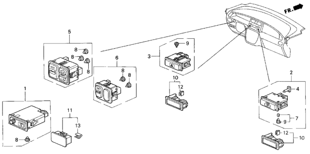 1998 Honda Odyssey Lid Assy., Switch Hole (4P/6P)*NH293L* (SEAGULL GRAY) Diagram for 83442-SM4-950ZQ