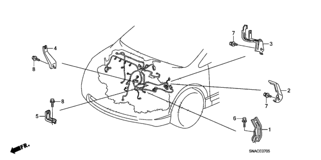 2011 Honda Civic Engine Wire Harness Stay (1.8L) Diagram