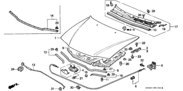 1994 Honda Accord Rubber, RR. Hood Seal Diagram for 74143-SV4-000