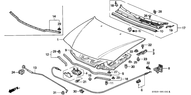 1996 Honda Accord Engine Hood Diagram