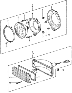 1981 Honda Civic Light Assy., R. FR. Combination Diagram for 33300-SA0-674