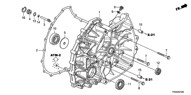 2015 Honda Civic AT Flywheel Case Diagram