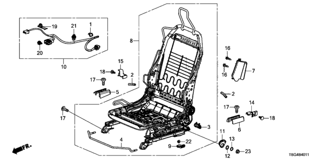 2017 Honda Civic 2 Door SI KA 6MT Front Seat Components (Driver Side) Diagram
