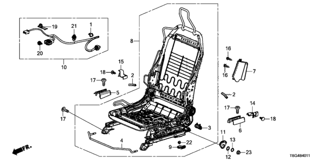 2019 Honda Civic Front Seat Components (Driver Side) Diagram