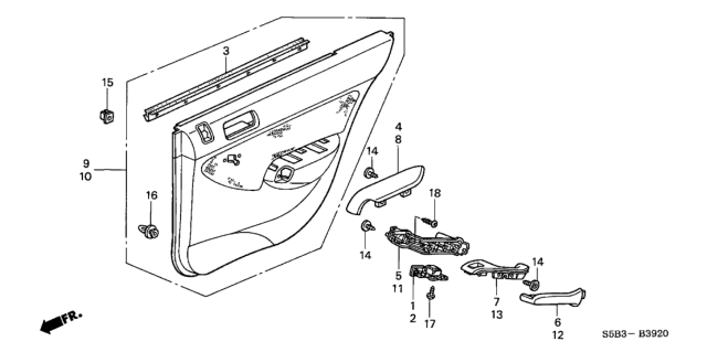 2003 Honda Civic 4 Door MX (HYBRID) KL CVT Rear Door Lining Diagram