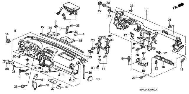 2004 Honda CR-V Beam, Steering Hanger Diagram for 61310-S9A-A71ZZ