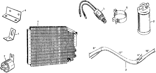 1978 Honda Civic A/C Air Conditioner - Receiver Diagram