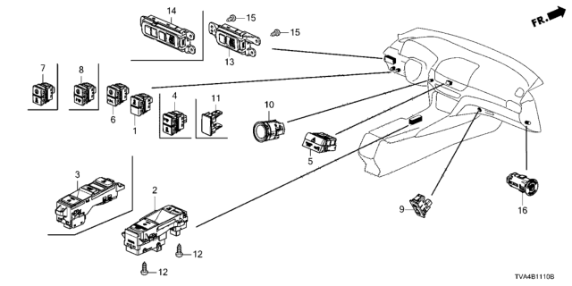 2020 Honda Accord Switch Assy., Epb & Brake Hold Diagram for 35355-TVA-A01