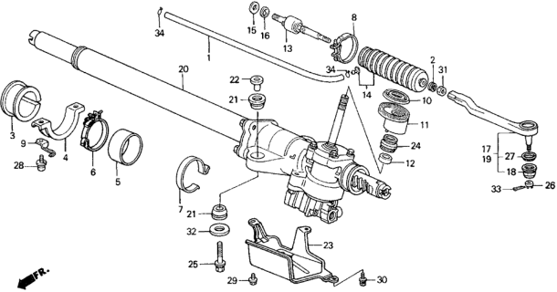 1989 Honda Civic Splash Guard, Power Steering Rack Diagram for 53692-SH3-A53