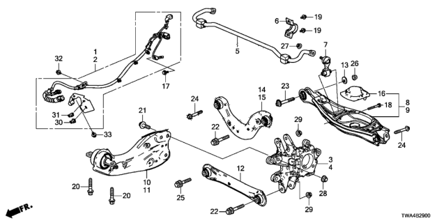 2018 Honda Accord Hybrid Knuckle, Right Rear Diagram for 52210-TWA-A01