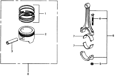 1978 Honda Accord Piston Kit, Std Diagram for 06131-671-010