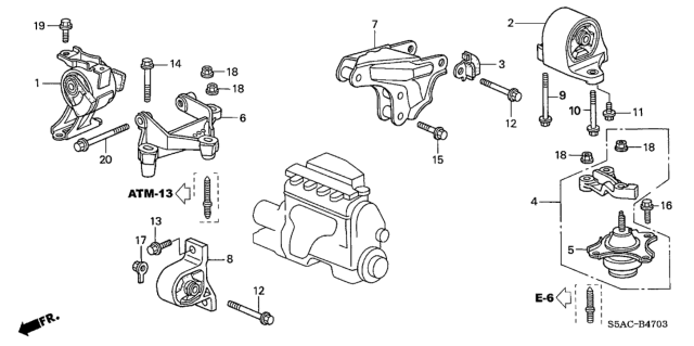 2005 Honda Civic Engine Mounts (CVT) Diagram