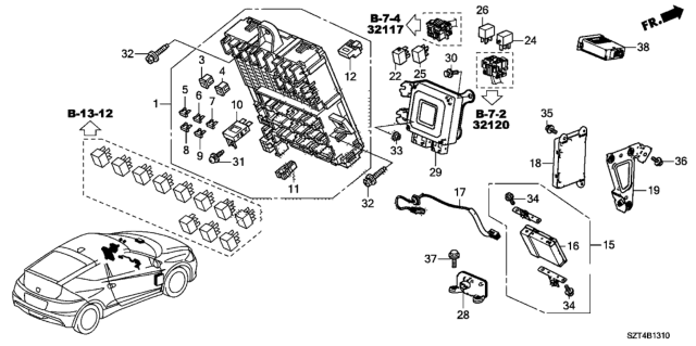 2011 Honda CR-Z Control Unit (Cabin) Diagram 1