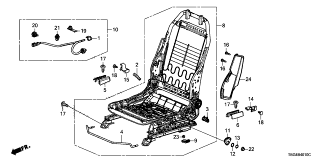 2017 Honda Civic Front Seat Components (Driver Side) Diagram