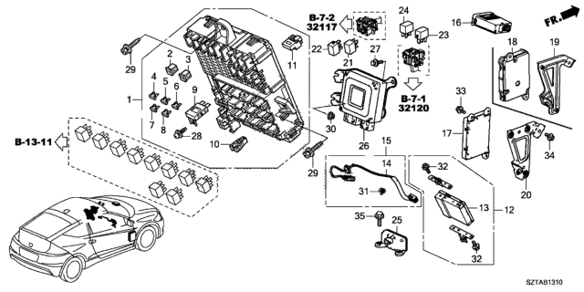 2014 Honda CR-Z Control Unit (Cabin) Diagram 1