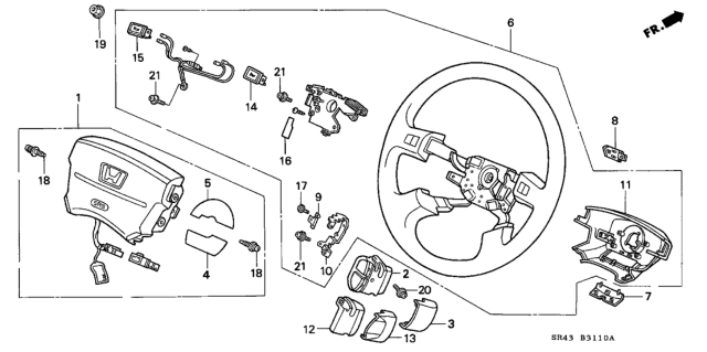 1995 Honda Civic Airbag Assembly, Inflator (Mystic Brown) Diagram for 06770-SR4-A82ZL