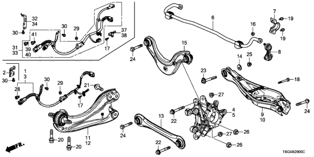 2018 Honda Civic Arm, Left Rear Trailing Diagram for 52365-TBH-A00