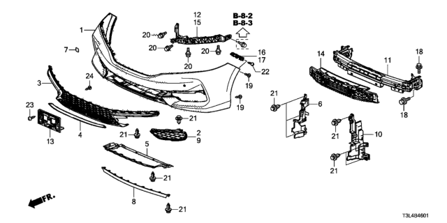 2016 Honda Accord Spacer, R. FR. Bumper Diagram for 71193-T3L-A51