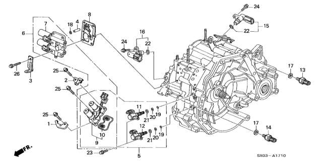 1998 Honda Odyssey 5 Door EX KA 4AT AT Sensor - Solenoid (2.3L) Diagram