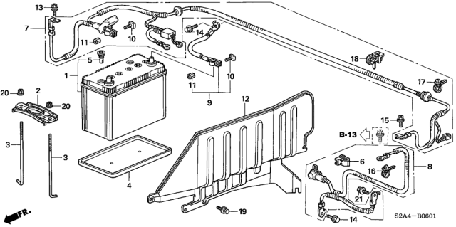 2007 Honda S2000 2 Door S2000 KA 6MT Battery Diagram