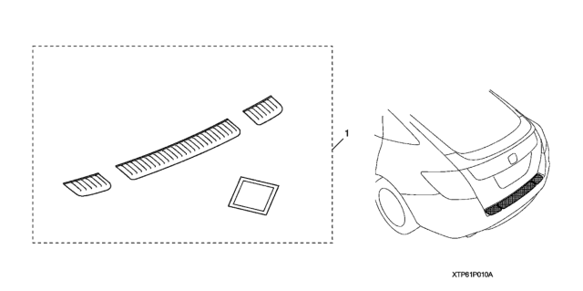 2014 Honda Crosstour 5 Door EX (2WD) KA 6AT Rear Bumper Protector Diagram