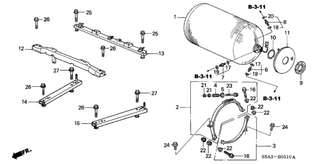 2002 Honda Civic 4 Door GX KA CVT Fuel Tank (CNG) Diagram