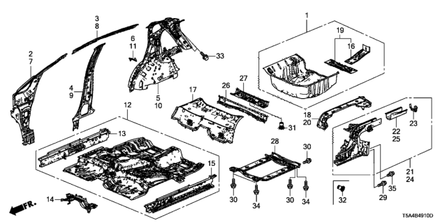 2016 Honda Fit Floor - Inner Panel Diagram