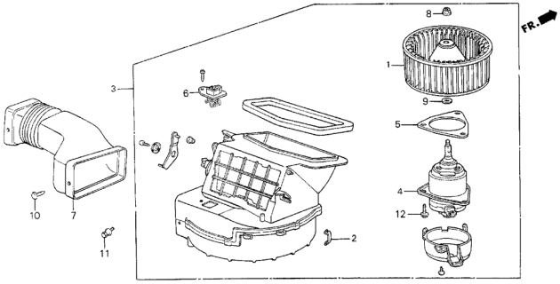 1987 Honda Civic Blower Assembly Diagram for 39410-SB3-676