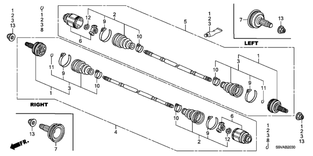 2008 Honda Pilot 5 Door LX-VP (2WD) KA 5AT Rear Driveshaft Diagram