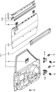 1979 Honda Accord Front Door Panels Diagram