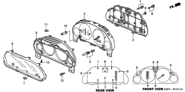 2003 Honda Civic Meter Components (Visteon) Diagram