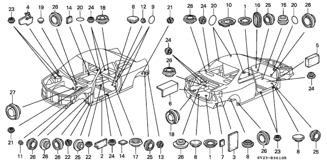 1994 Honda Accord Insulator A, RR. Fender Diagram for 74011-ST7-000