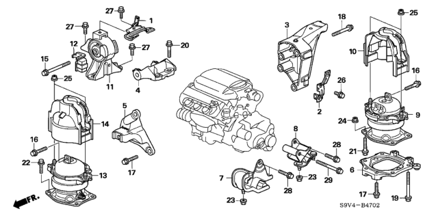 2007 Honda Pilot Base, RR. Engine Mounting Diagram for 50680-STW-A00