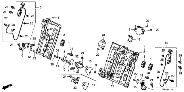 2015 Honda Crosstour Lock Assy., R. RR. Seat-Back *NH167L* (GRAPHITE BLACK) Diagram for 82220-TP6-A21ZB