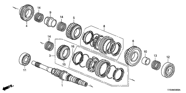 2016 Honda HR-V Mainshaft Diagram for 23210-54W-000