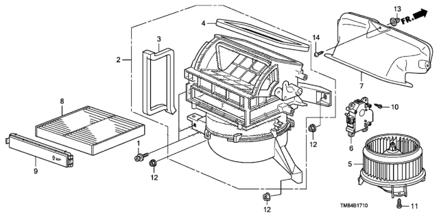 2011 Honda Insight Blower Sub-Assy. Diagram for 79305-TM8-A41