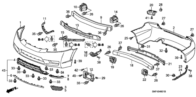 2011 Honda Civic 4 Door GX KA 5AT Bumpers Diagram