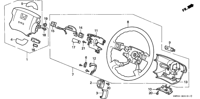 1991 Honda Accord Wheel, Steering (Black) Diagram for 78510-SM5-A81ZA