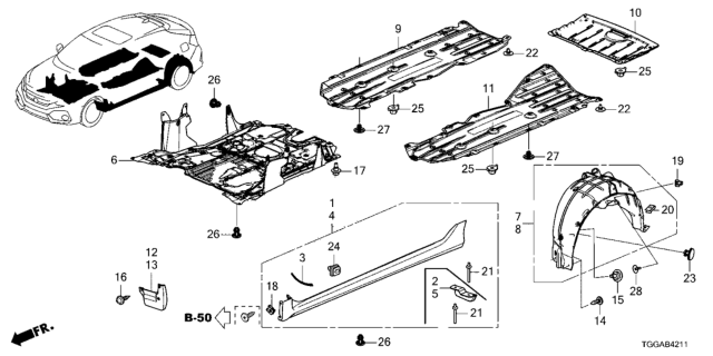 2021 Honda Civic Under Cover Diagram