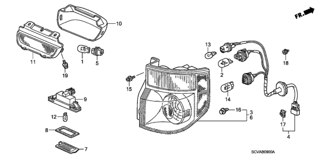 2007 Honda Element Taillight - License Light Diagram