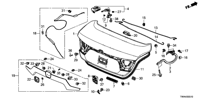 2020 Honda Accord Hybrid Trunk Lid Diagram
