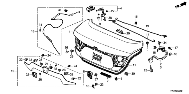 2018 Honda Accord Hybrid Lid, Trunk Diagram for 68500-TVA-A00ZZ